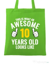 Sacosa din panza Awesome birthday Verde mar