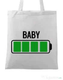 Sacosa din panza Baby battery Alb