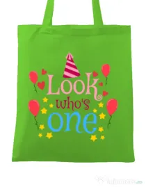 Sacosa din panza Baby birthday Verde mar
