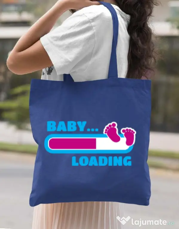 Sacosa din panza Baby loading Albastru regal