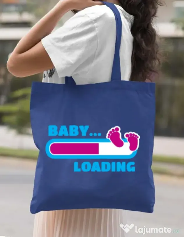 Sacosa din panza Baby loading Albastru regal
