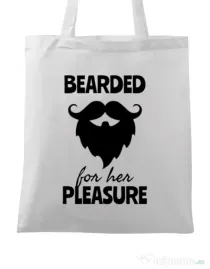 Sacosa din panza Bearded for her pleasure Alb