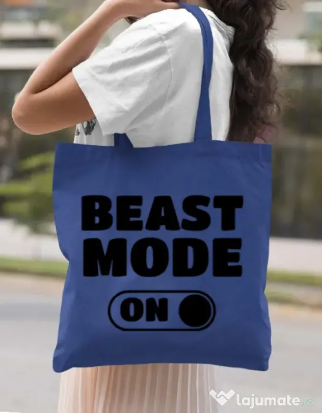 Sacosa din panza Beast mode Albastru regal