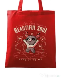 Sacosa din panza Beautiful soul Rosu