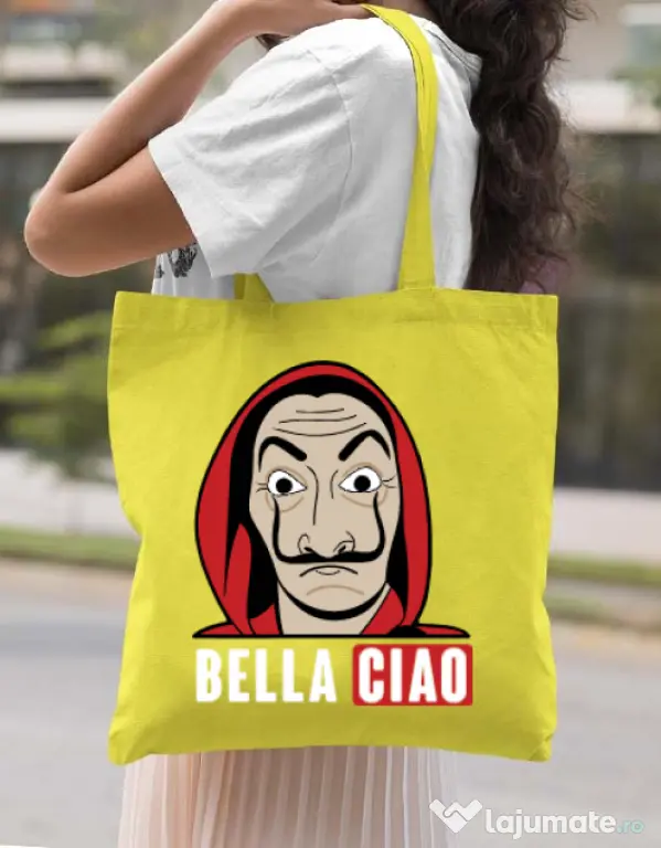 Sacosa din panza Bella ciao Galben
