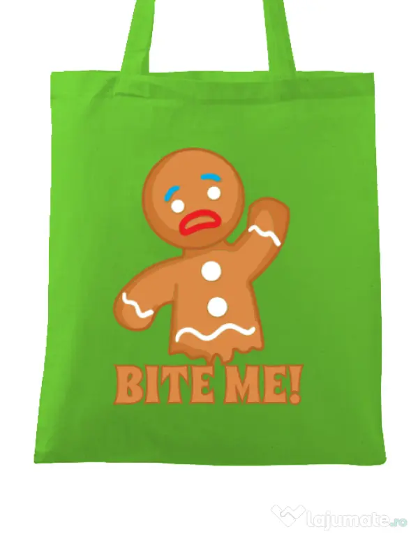 Sacosa din panza Bite me Verde mar