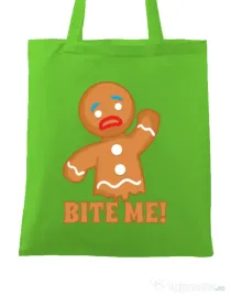 Sacosa din panza Bite me Verde mar