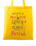 Sacosa din panza Breakfast in New York Galben