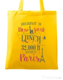 Sacosa din panza Breakfast in New York Galben