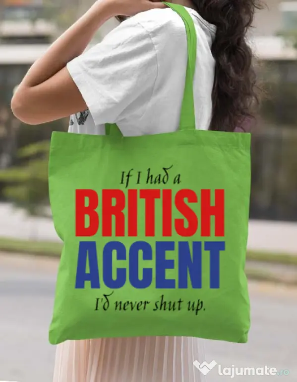 Sacosa din panza British accent Verde mar