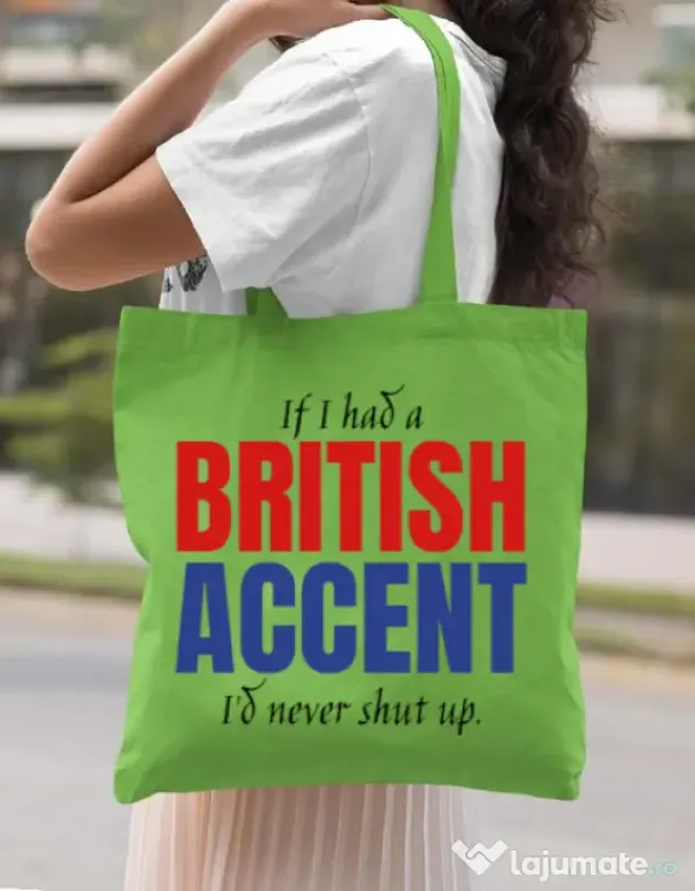 Sacosa din panza British accent Verde mar