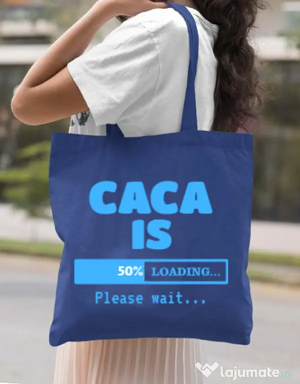 Sacosa din panza Caca is loading Albastru regal