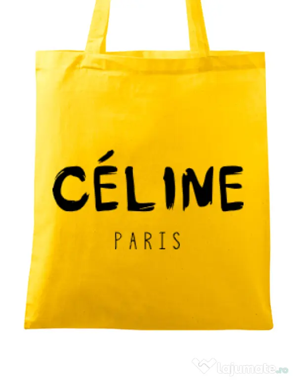 Sacosa din panza Celine paris Galben