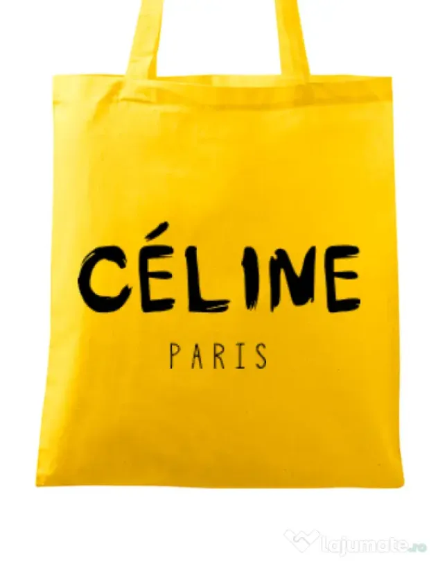 Sacosa din panza Celine paris Galben