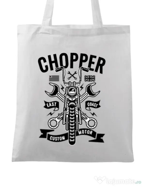Sacosa din panza Chopper Alb