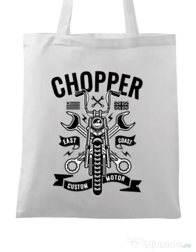 Sacosa din panza Chopper Alb