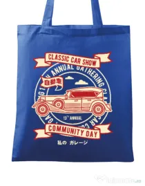 Sacosa din panza Classic Car Show Albastru regal