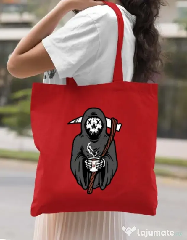 Sacosa din panza Coffee Reaper Rosu