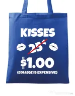 Sacosa din panza College is expensive Albastru regal