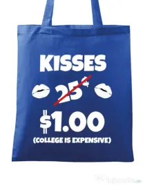 Sacosa din panza College is expensive Albastru regal