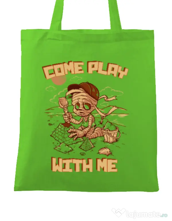 Sacosa din panza Come play with me Verde mar