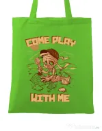 Sacosa din panza Come play with me Verde mar
