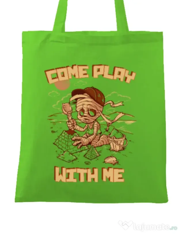 Sacosa din panza Come play with me Verde mar