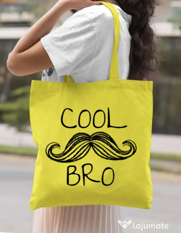 Sacosa din panza Cool moustache bro Galben