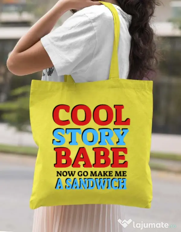 Sacosa din panza Cool story babe Galben