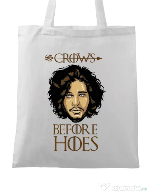 Sacosa din panza Crows Before Hoes Alb