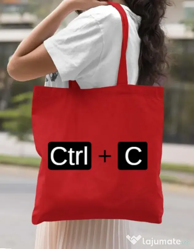 Sacosa din panza Ctrl Copy Rosu