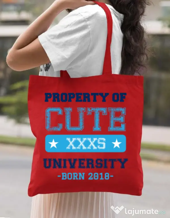 Sacosa din panza Cute university Rosu