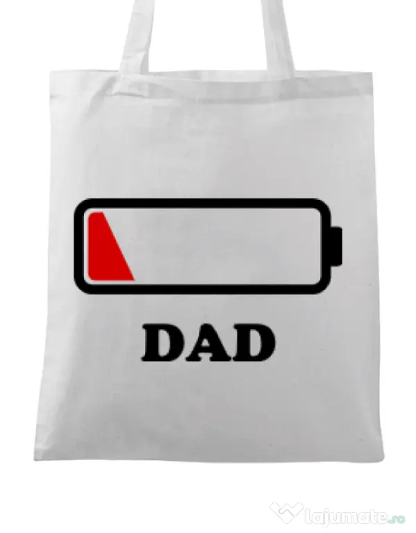 Sacosa din panza Dad battery Alb
