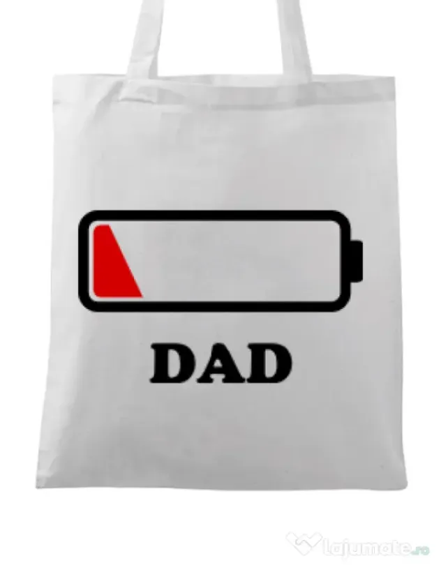 Sacosa din panza Dad battery Alb