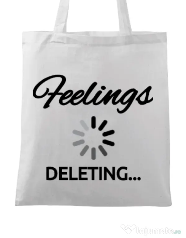 Sacosa din panza Deleting feelings Alb