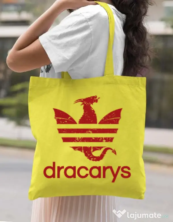 Sacosa din panza Dracarys Galben