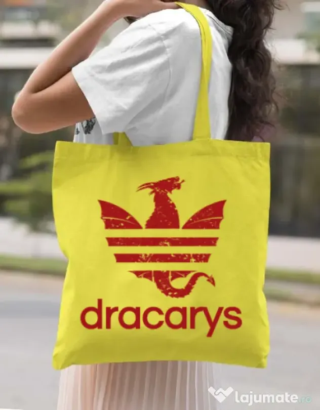 Sacosa din panza Dracarys Galben