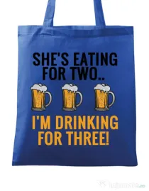 Sacosa din panza Drinking for three Albastru regal
