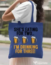 Sacosa din panza Drinking for three Albastru regal