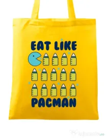 Sacosa din panza Eat Like Pacman Galben
