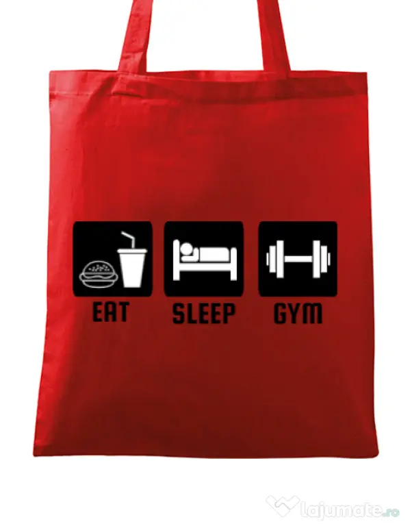 Sacosa din panza Eat sleep gym Rosu