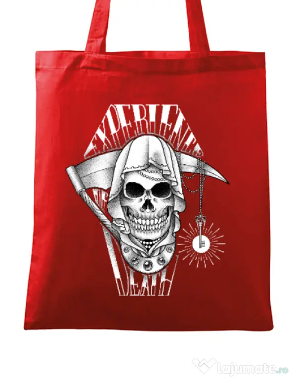 Sacosa din panza Experience death Rosu