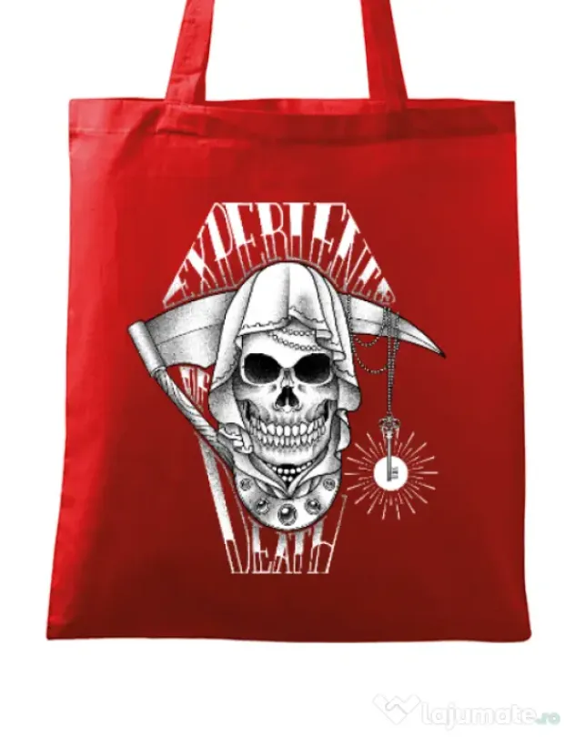 Sacosa din panza Experience death Rosu