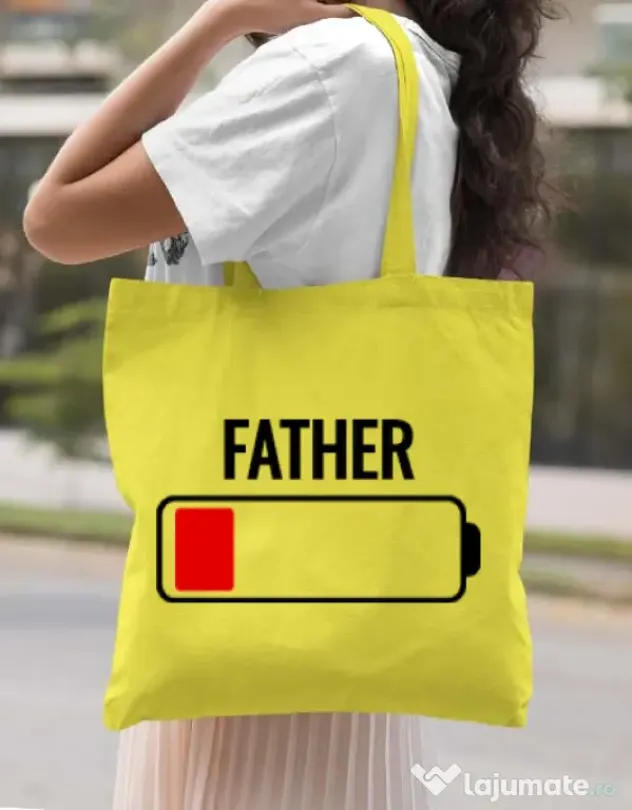 Sacosa din panza Father battery Galben