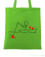 Sacosa din panza Fishing for love 1 Verde mar