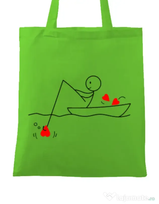Sacosa din panza Fishing for love 1 Verde mar