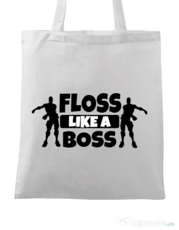 Sacosa din panza Floss like a boss Alb