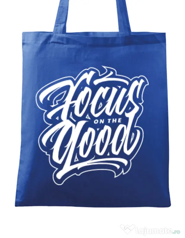 Sacosa din panza Focus On The Good Albastru regal