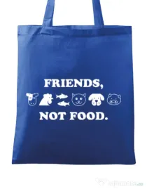 Sacosa din panza Friends not food Albastru regal