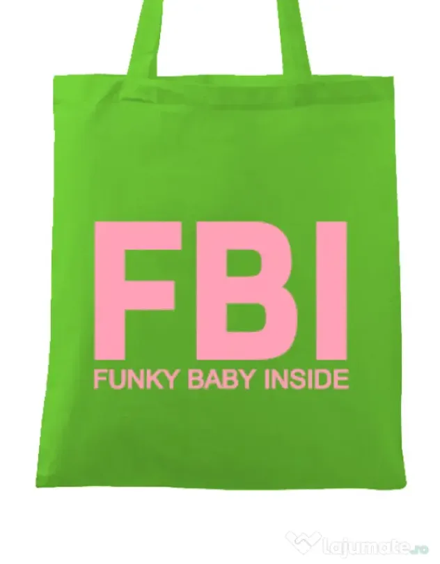 Sacosa din panza Funky baby inside Verde mar